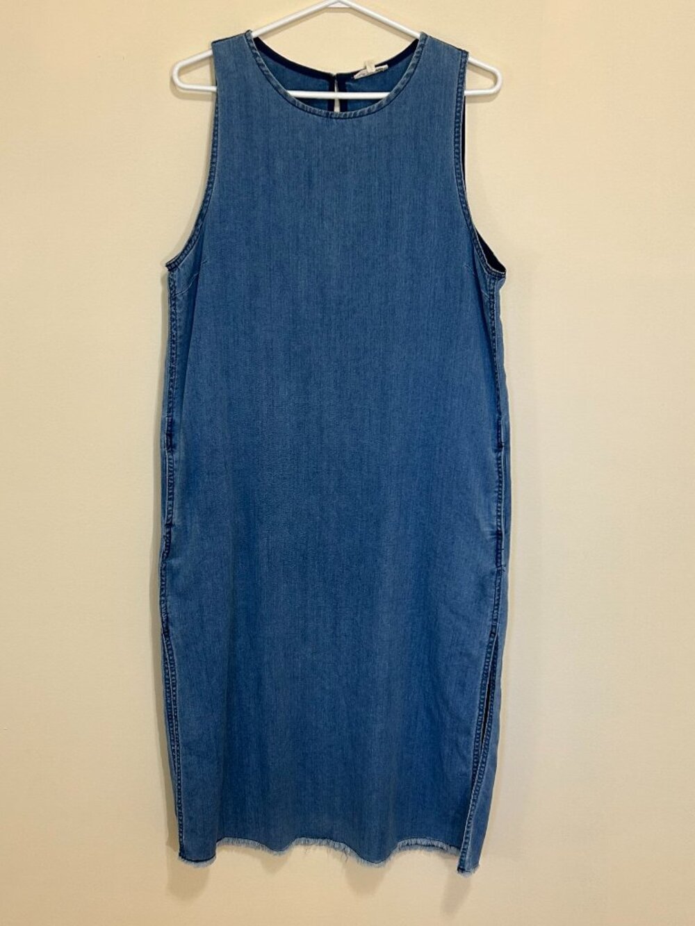 Wilfred Free Aritzia Midi Denim Jumper Dress Blue Size L - Picture 3 of 9